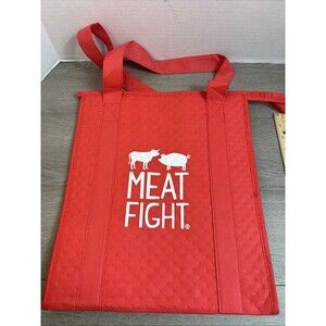 MEAT FIGHT Insulated Reusable Grocery Bag Tote 15 By 12 By 8 With Zipper